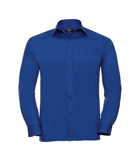 Russell Collection Mens Poplin Easy-Care Long-Sleeved Shirt (Bright Royal Blue)