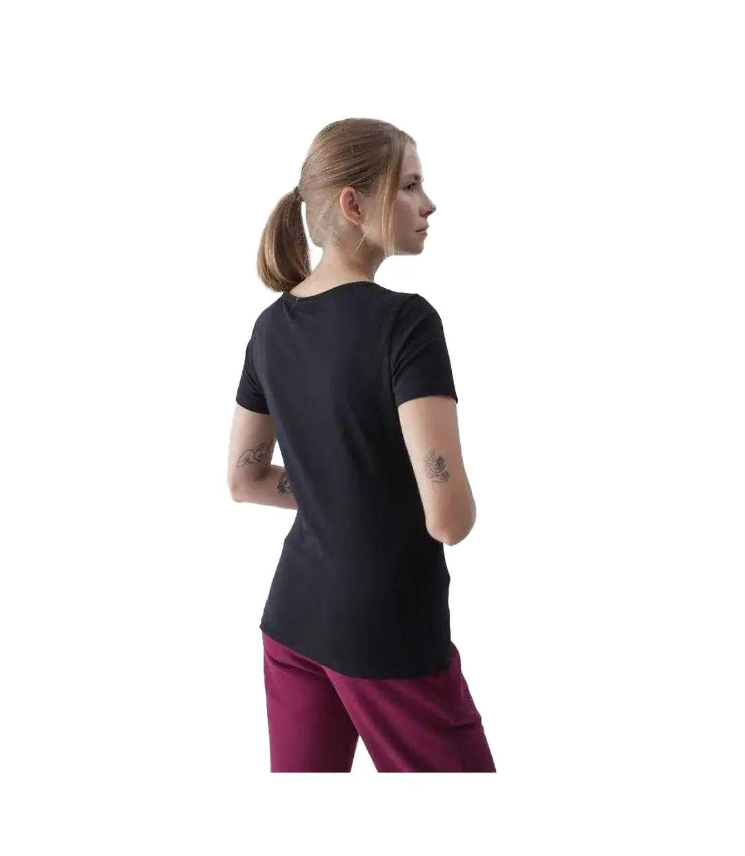 Womens/ladies Cotton Slim T-shirt Black 4F-3
