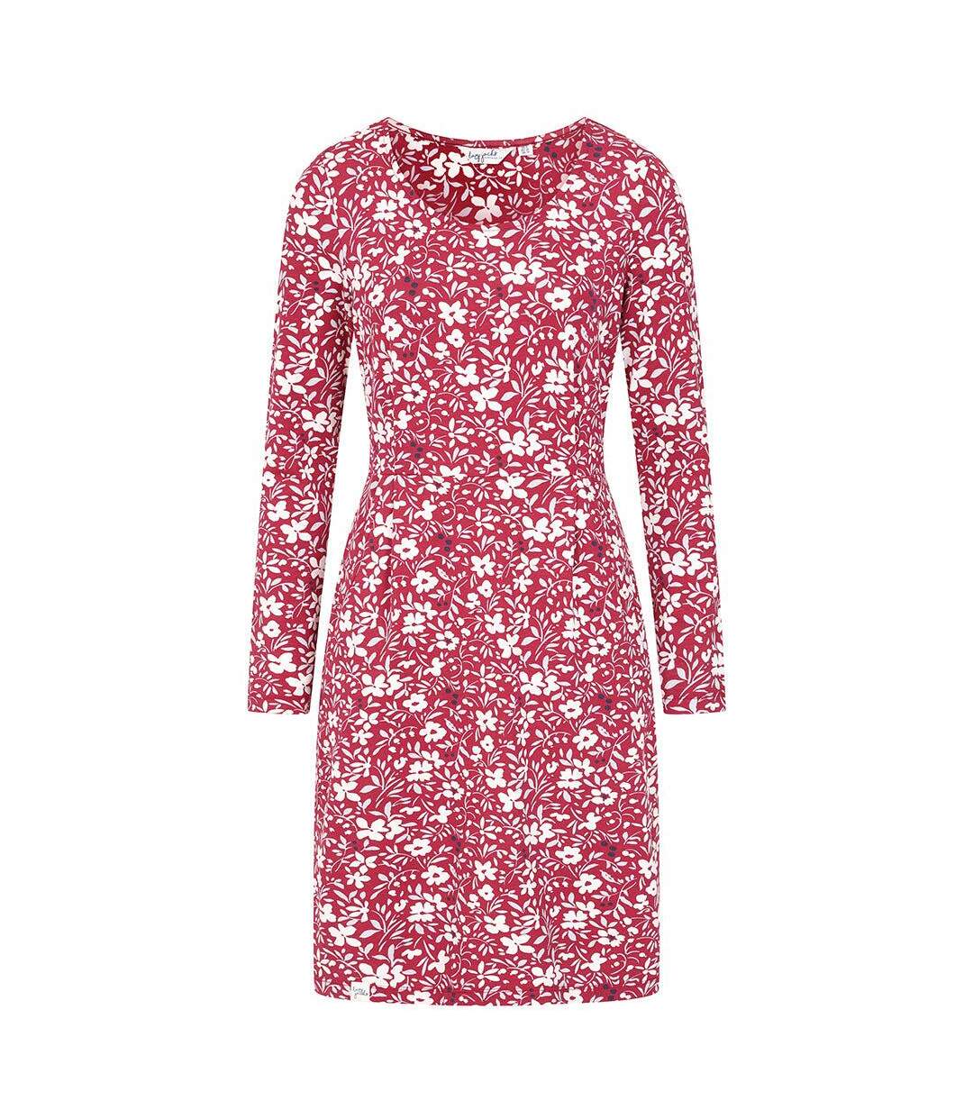 Robe Manches Longues Motif/style Pétale Femme Rouge Blanc Lazy Jacks-1