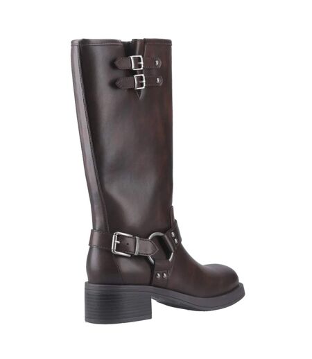 Womens/ladies Nash Tall Biker Boots Brown Rocket Dog