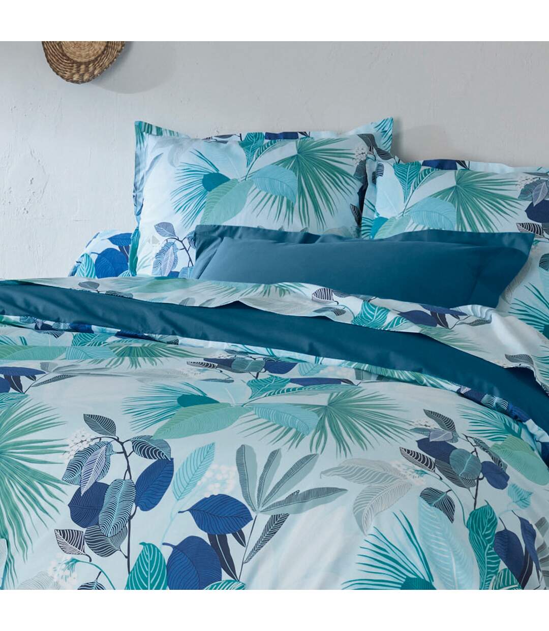 Taie d'oreiller percale de coton MOOREA PACIFIC bleu cobalt-4