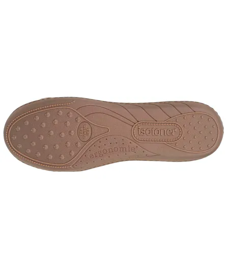 Isotoner Chaussons Ballerines femme en velours, semelle ultra confort, soutient votre voûte plantaire, mousse à mémoire de forme