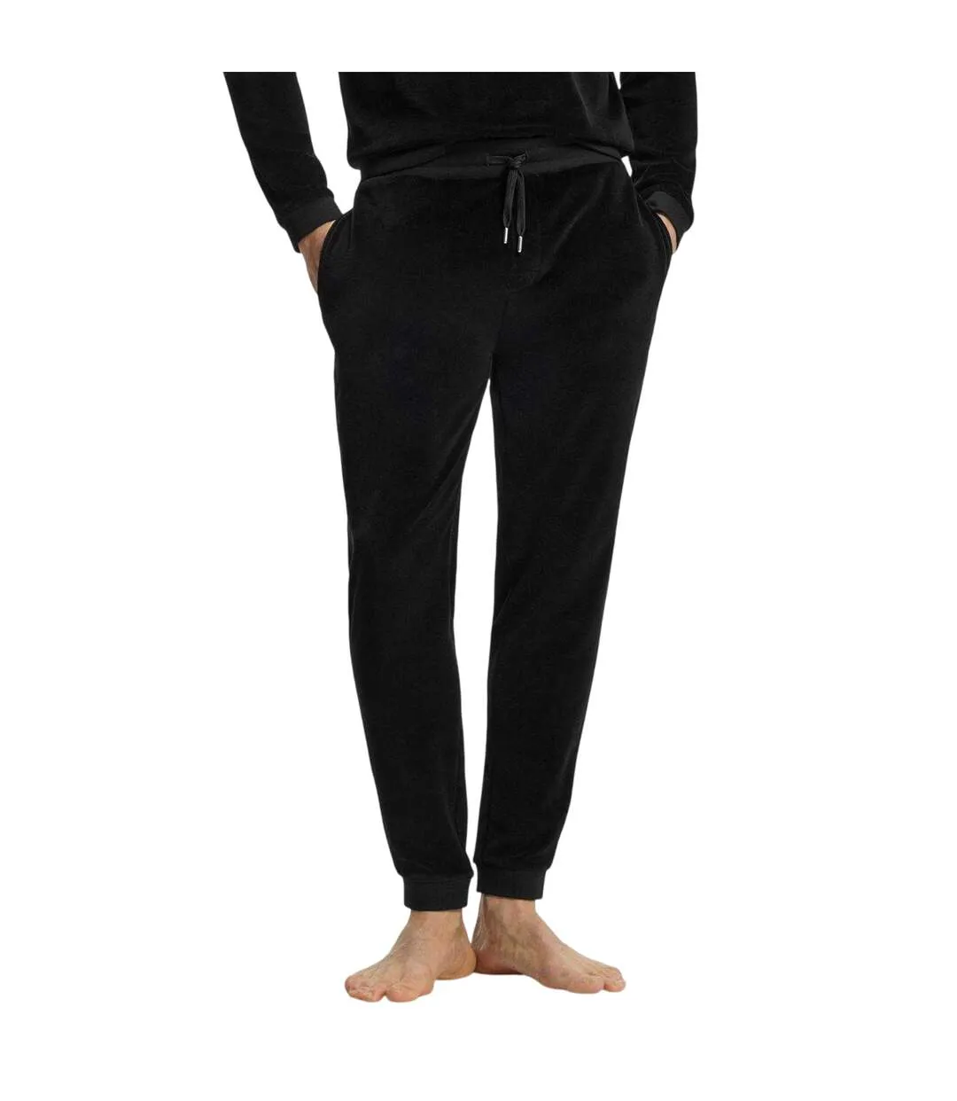 Mens Velour Embossed Joggers Black Hugo-4