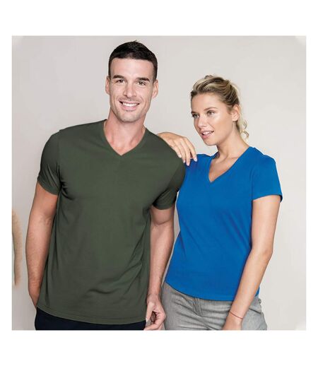 T-shirt à manches courtes et col en V coupe cintrée Kariban pour homme (Kaki) - UTRW707