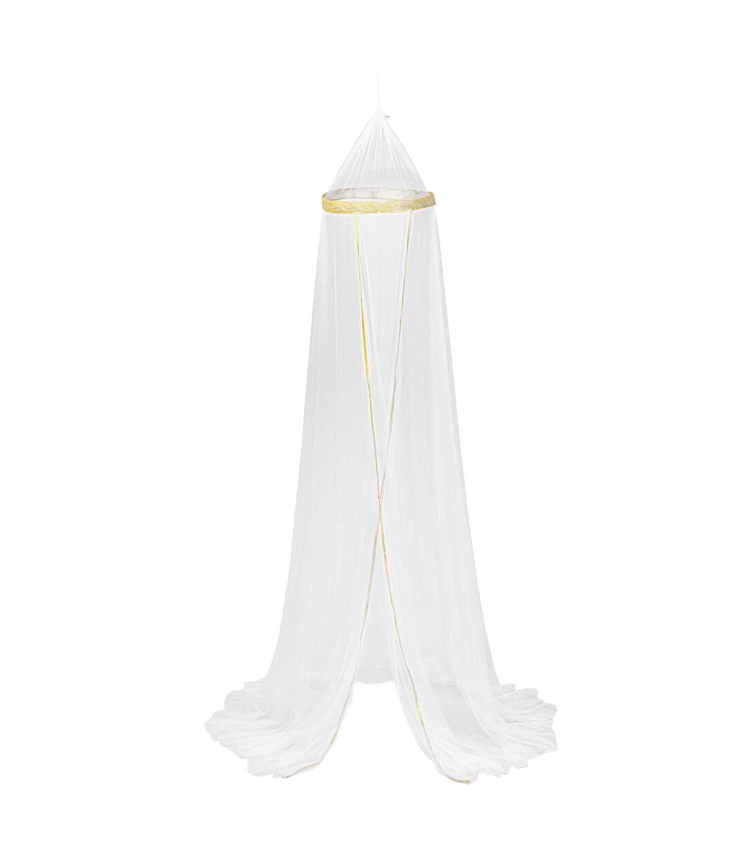 Ciel de lit bordure doré - Hauteur 230 cm - Blanc-1