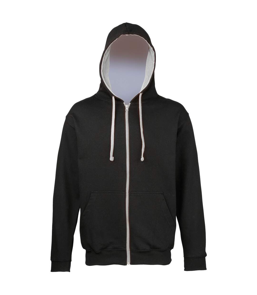 Veste zippée à capuche unisexe - JH053 - noir et gris clair-2