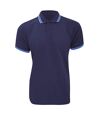 Kustom Kit Mens Tipped Piqué Short Sleeve Polo Shirt (Navy/Light Blue)
