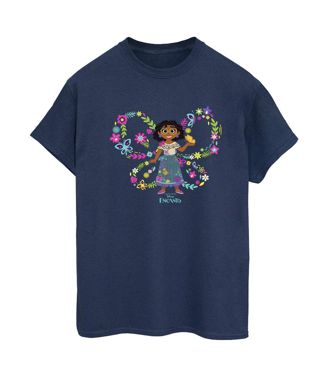Disney Encanto Mirabel Butterfly Cotton Boyfriend T-Shirt Femme/Ladies (Bleu marine) - UTBI22393-1