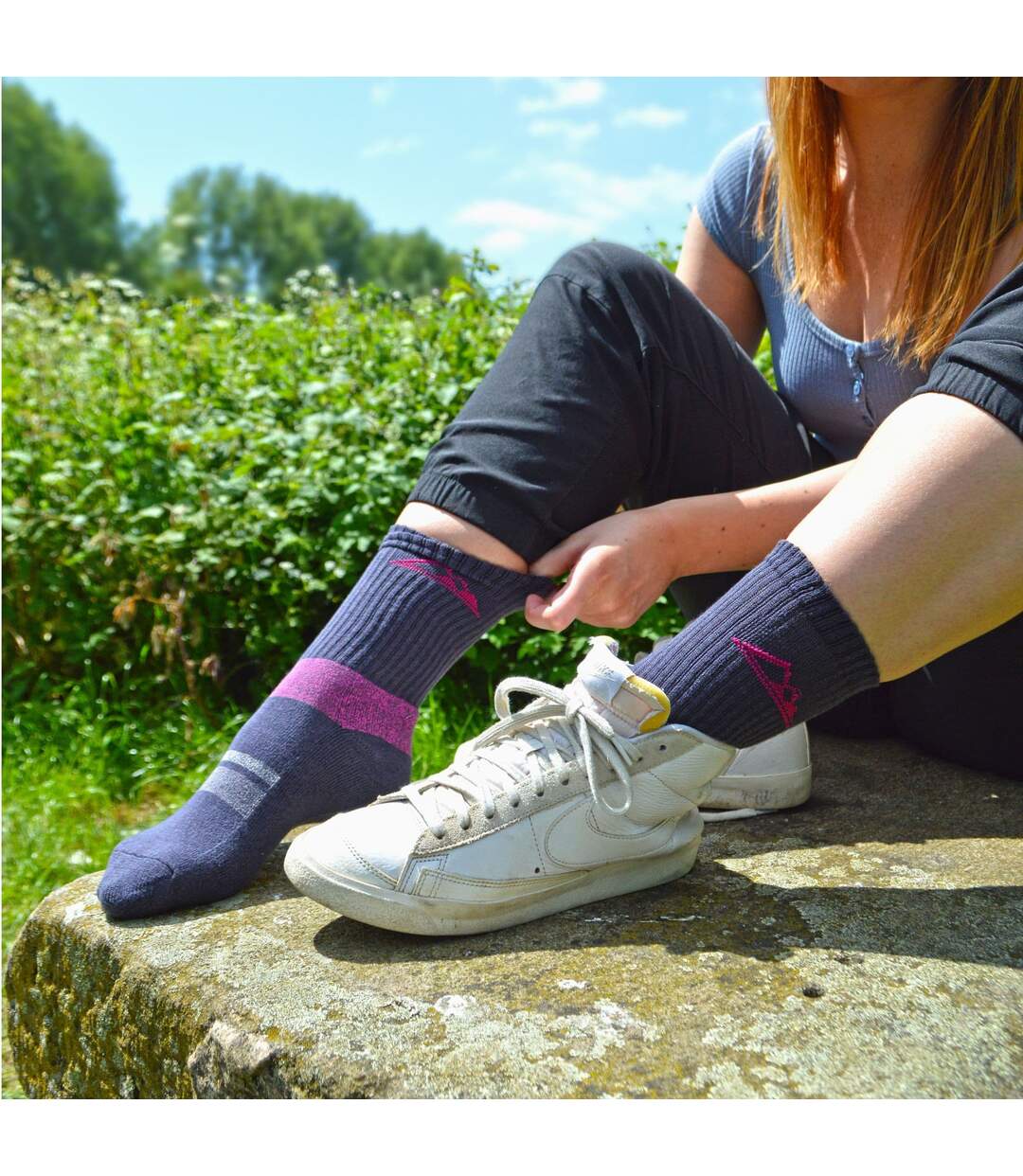 3 Paires Chaussettes de Randonnée Femme Rayées Été-3