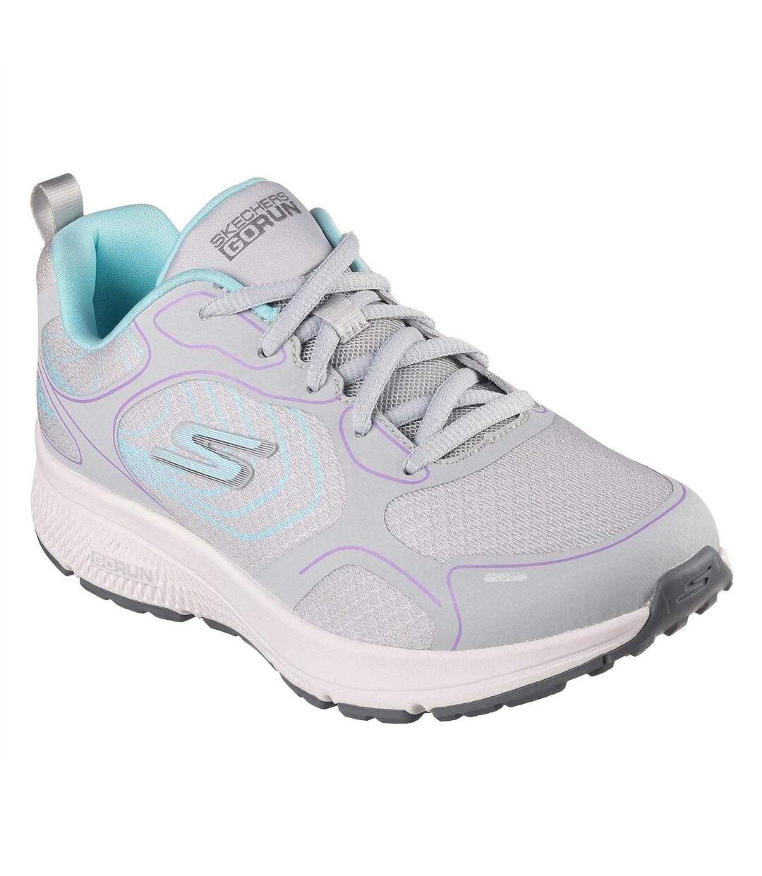 Womens/ladies Everyday Neutral Road Shoes Grey Blue Skechers-1