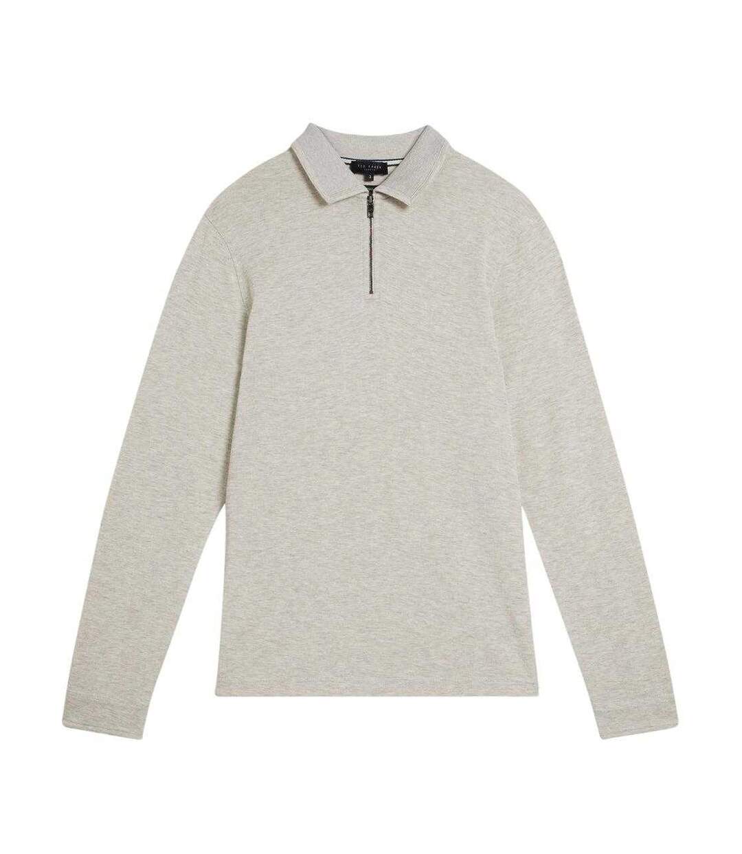 Mens Karpol Quarter Zip Regular Long-sleeved Polo Shirt Natural Ted Baker-2