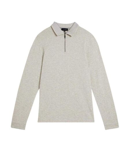 Mens Karpol Quarter Zip Regular Long-sleeved Polo Shirt Natural Ted Baker