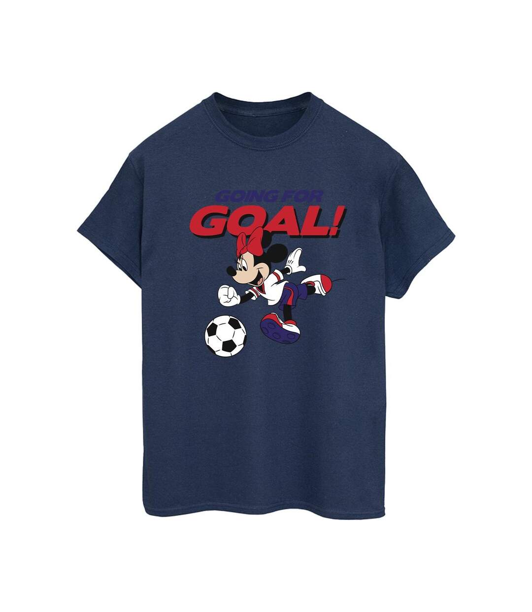 Disney Womens/Ladies Minnie Mouse Going For Goal - T-shirt boyfriend en coton (Bleu marine) - UTBI38663-1