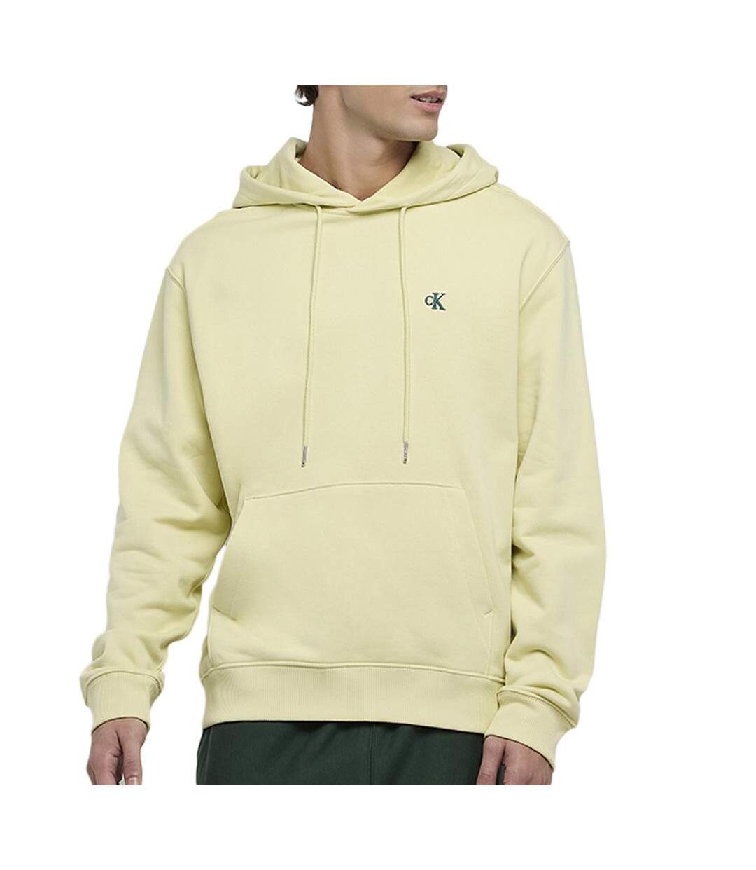Sweat à capuche jaune homme calvin klein jeans  350 terry monog-1