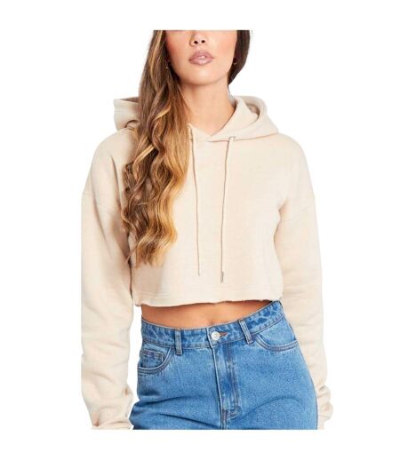 Sweat Court À Capuche Femme Crème Be You