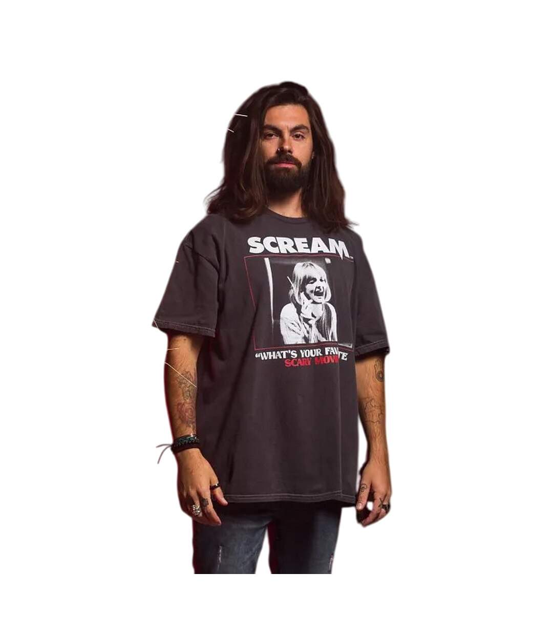 T-shirt Whats Your Favourite Scary Movie Adulte Charbon Scream-1