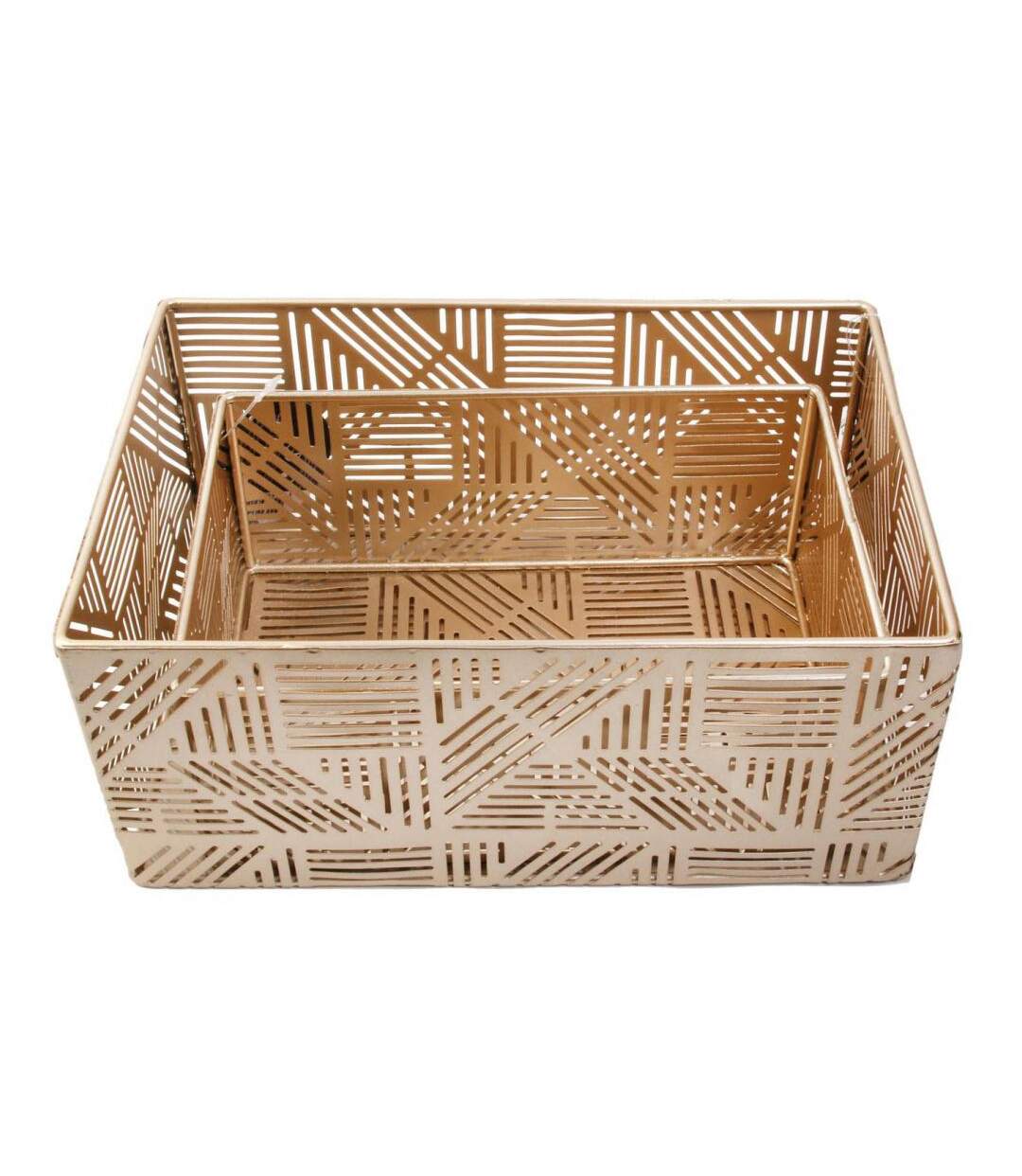 Paniers de rangement en métal ajouré doré (Lot de 2) 21 et 25 cm-3