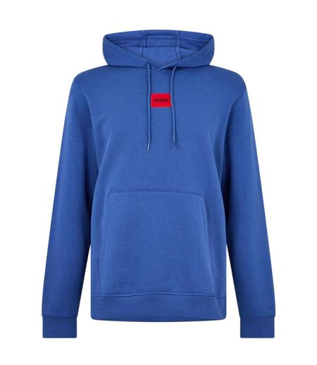 Mens Cotton Blend Pullover Hoodie Dark Blue Hugo