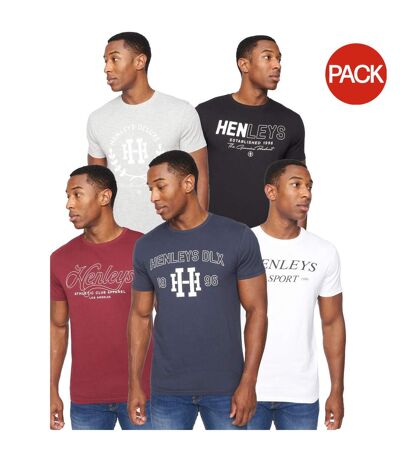 Pack of 5  Mens varick t-shirt  multicoloured Henleys
