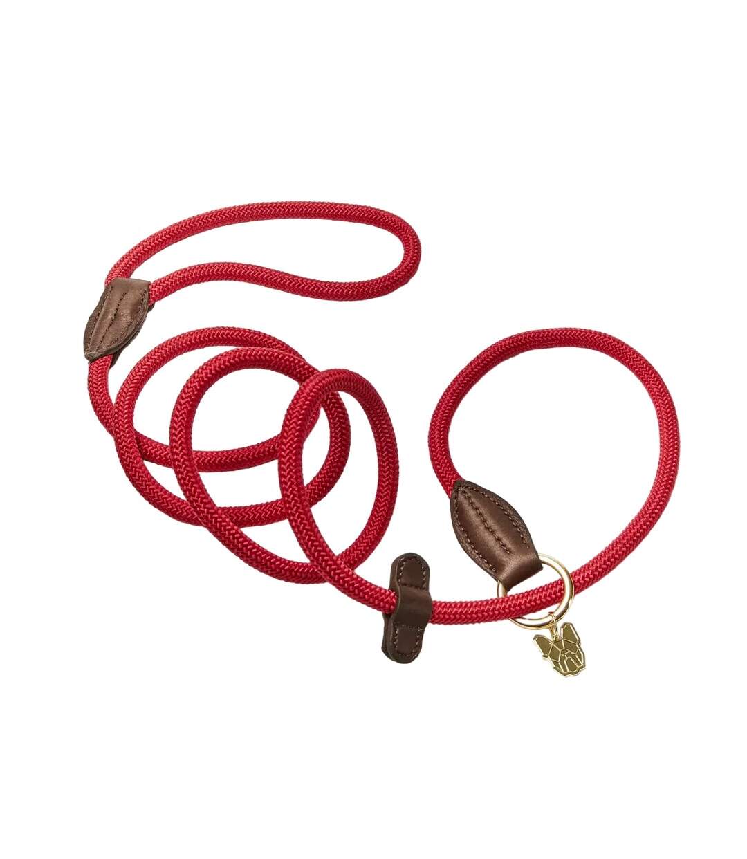 Leather dog slip lead one size red Digby & Fox-1