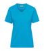 T-shirt de travail Bio col V - Femme - JN1807 - bleu turquoise