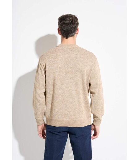 Pull maille fantaisie laine col V manches longues