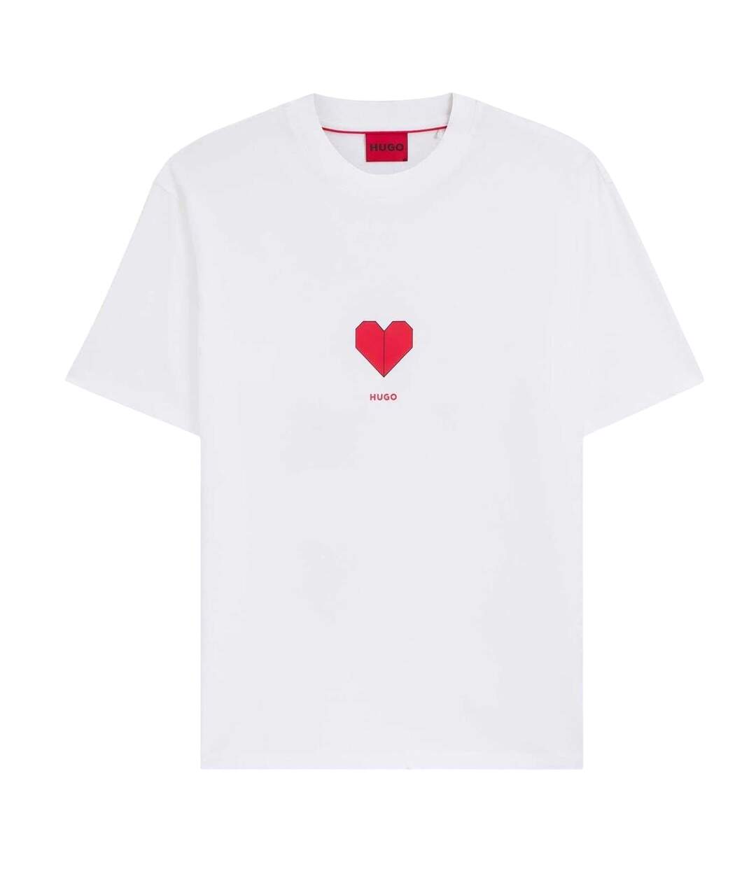 Mens Dalentin Origami Cotton Regular T-shirt White Hugo-1