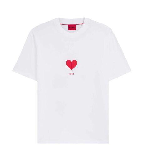 Mens Dalentin Origami Cotton Regular T-shirt White Hugo