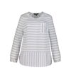 ULLA POPKEN Blouse Shirt Striped Mix Classic Metallic Effect white NEW