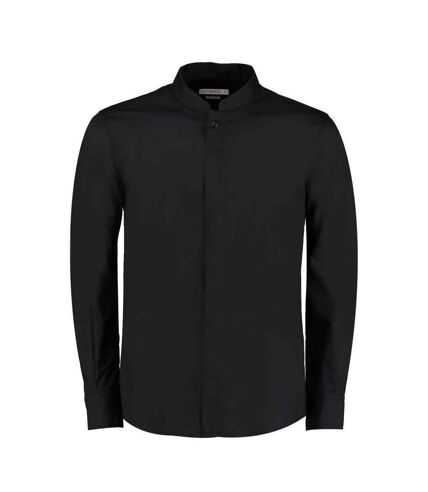 Kustom Kit Mens Mandarin Collar Long-Sleeved Shirt (Black) - UTPC6313