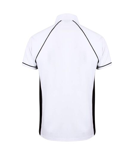 Finden & Hales Mens Piped Performance Sports Polo Shirt (White/Black/Black)
