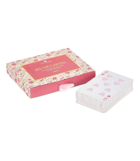 Coffret Jeu de 54 Cartes Fleur 12cm Rose