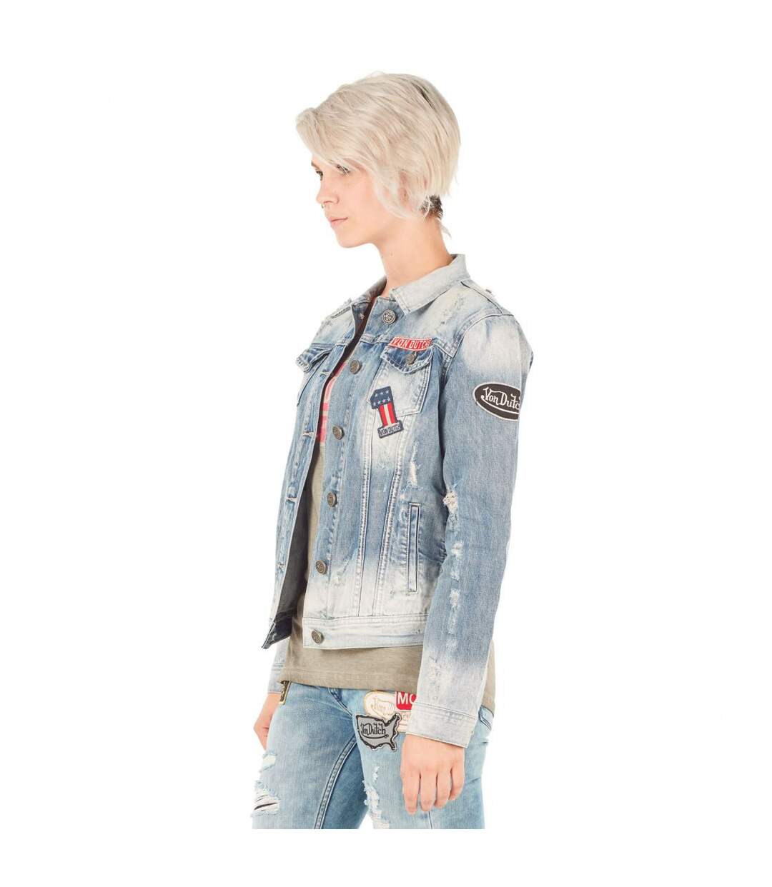 Veste Von Dutch Jeans Femme Sally Used Bleu