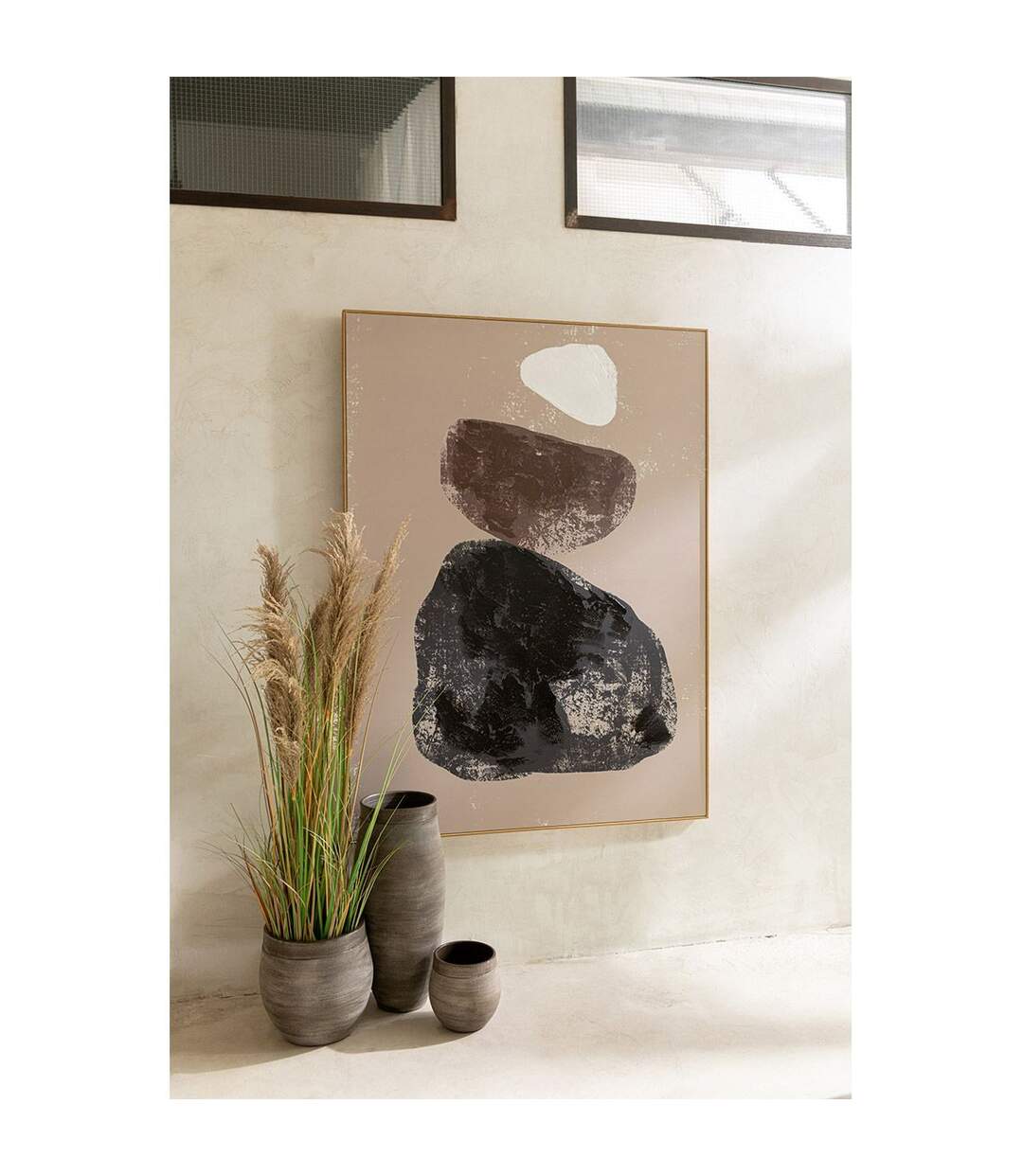 Herbe de Pampas Artificielle en Pot 5 Têtes 140cm Vert & Beige-2