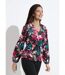 T-shirt col montant imprimé fleurs-1