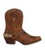 Womens/ladies crush full grain leather shortie cowboy boots bomber brown Durango-4