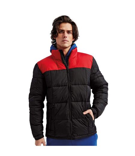 Mens fourteener box quilted padded jacket black/red 2786