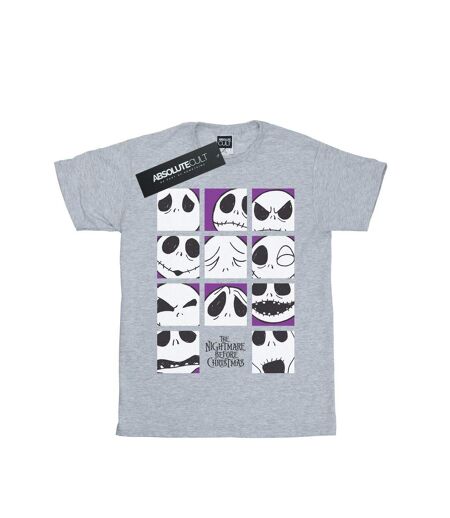 Disney Womens/Ladies Nightmare Before Christmas Many Faces Of Jack Squares Coton Boyfriend T-Shirt (Gris sportif) - UTBI41526