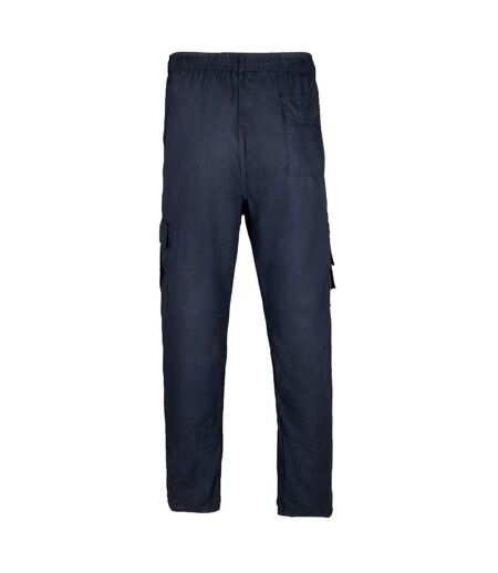 Mens Multi Pocket Cargo Trousers Navy Krisp