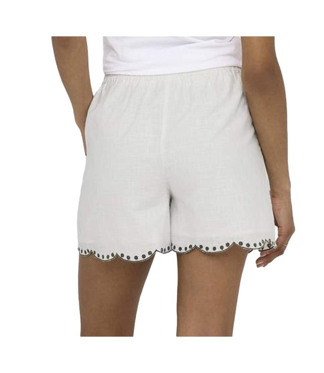 Short en tissu brodé blanc/noir femme taille haute jdy palma-2