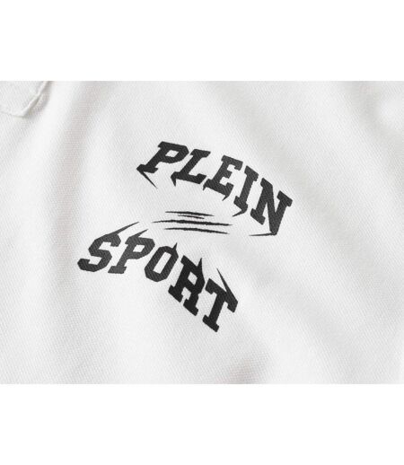Mens Small Logo Breathable Polo Shirt White Plein Sport