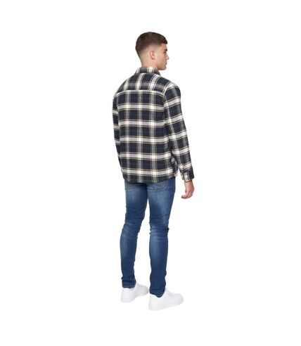 Mens francore checked overshirt navy Duck and Cover