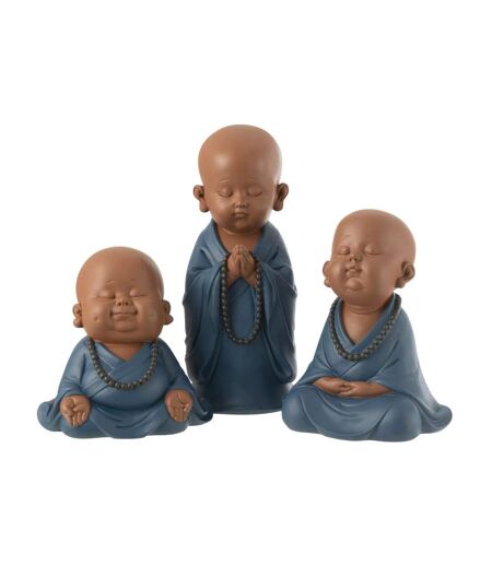 Statuette Moine Zen Grady 23cm Bleu
