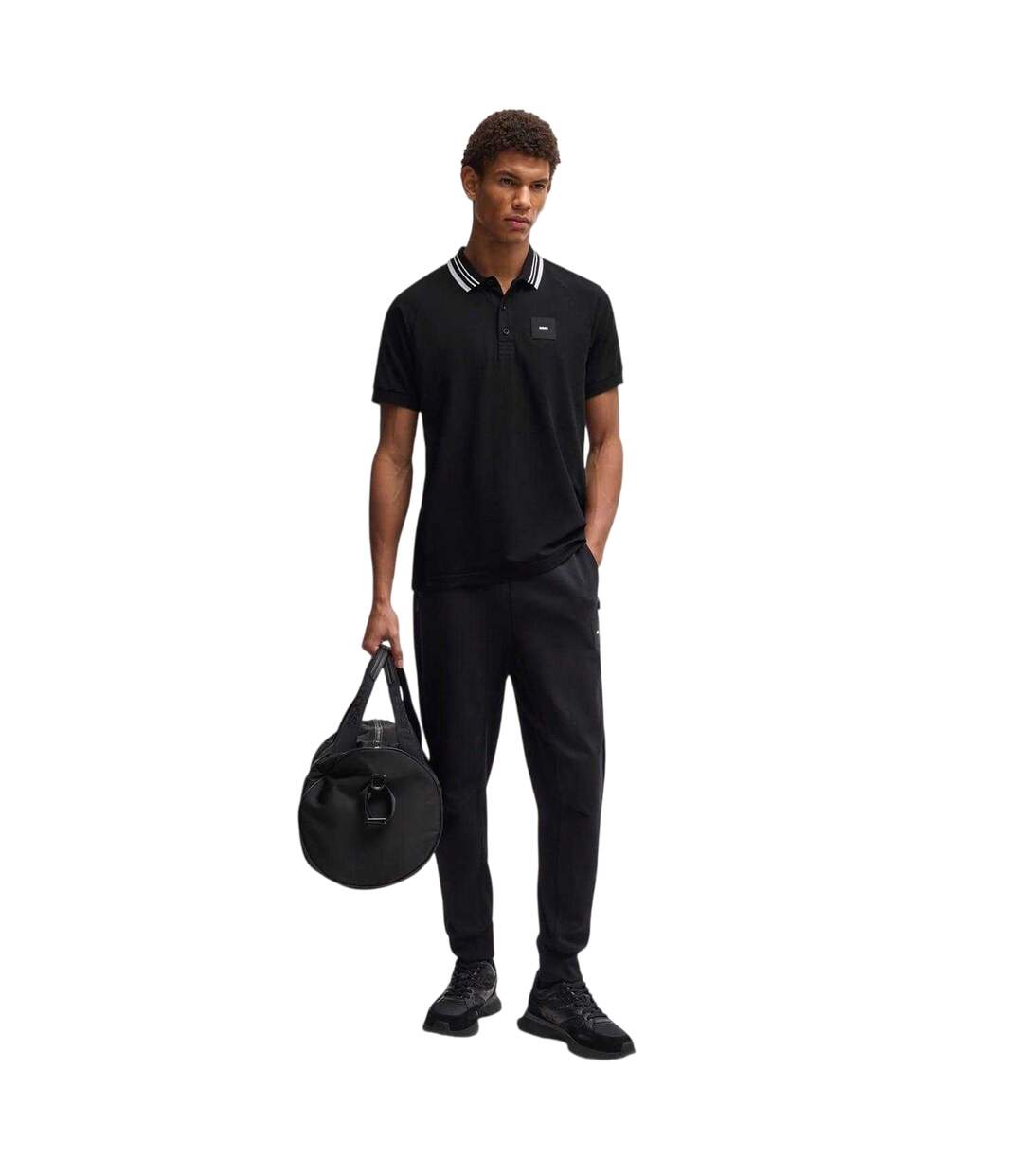Mens Collared Regular Raglan Polo Shirt Black Boss-4