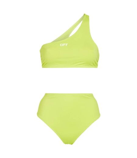 Ensemble Maillot De Bain 2 Pièces Motif/style Logo Femme Jaune Vif Off White