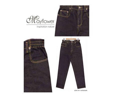 Jean Femme Noir Taille Élastique Confort – Coton Majoritaire Mayflower