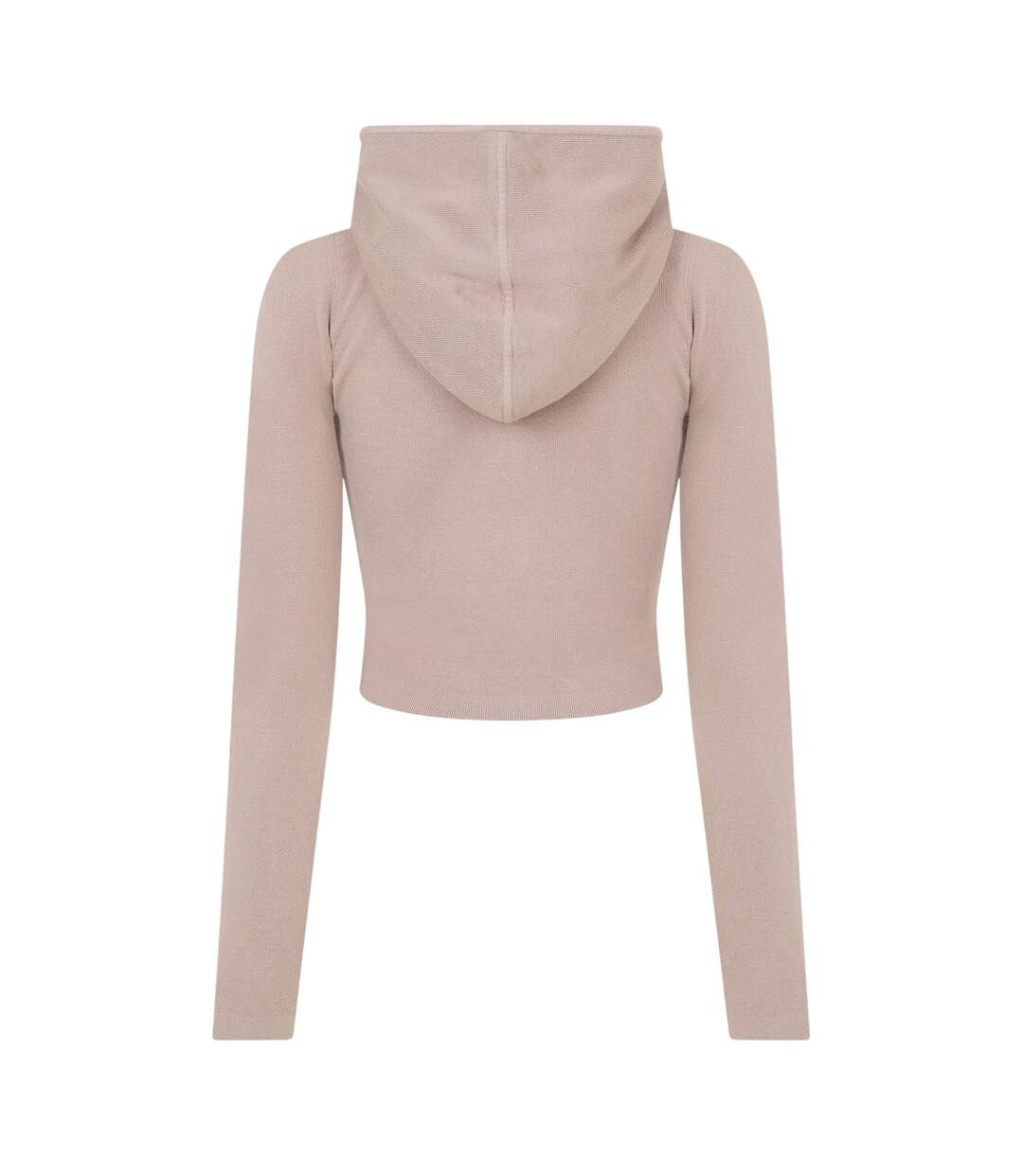 Womens/ladies Knitted Cropped Full Zip Hoodie Taupe Jack Wills-3