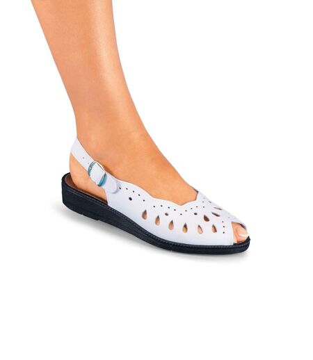 Sandales compensées largeur confort cuir