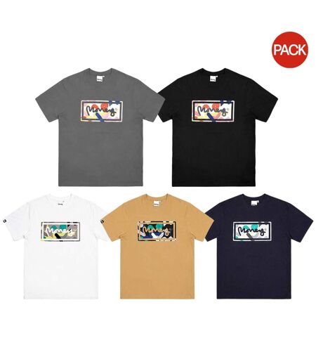 Pack Of 5  Mens Sig Camo T-shirt  Black White Grey Money