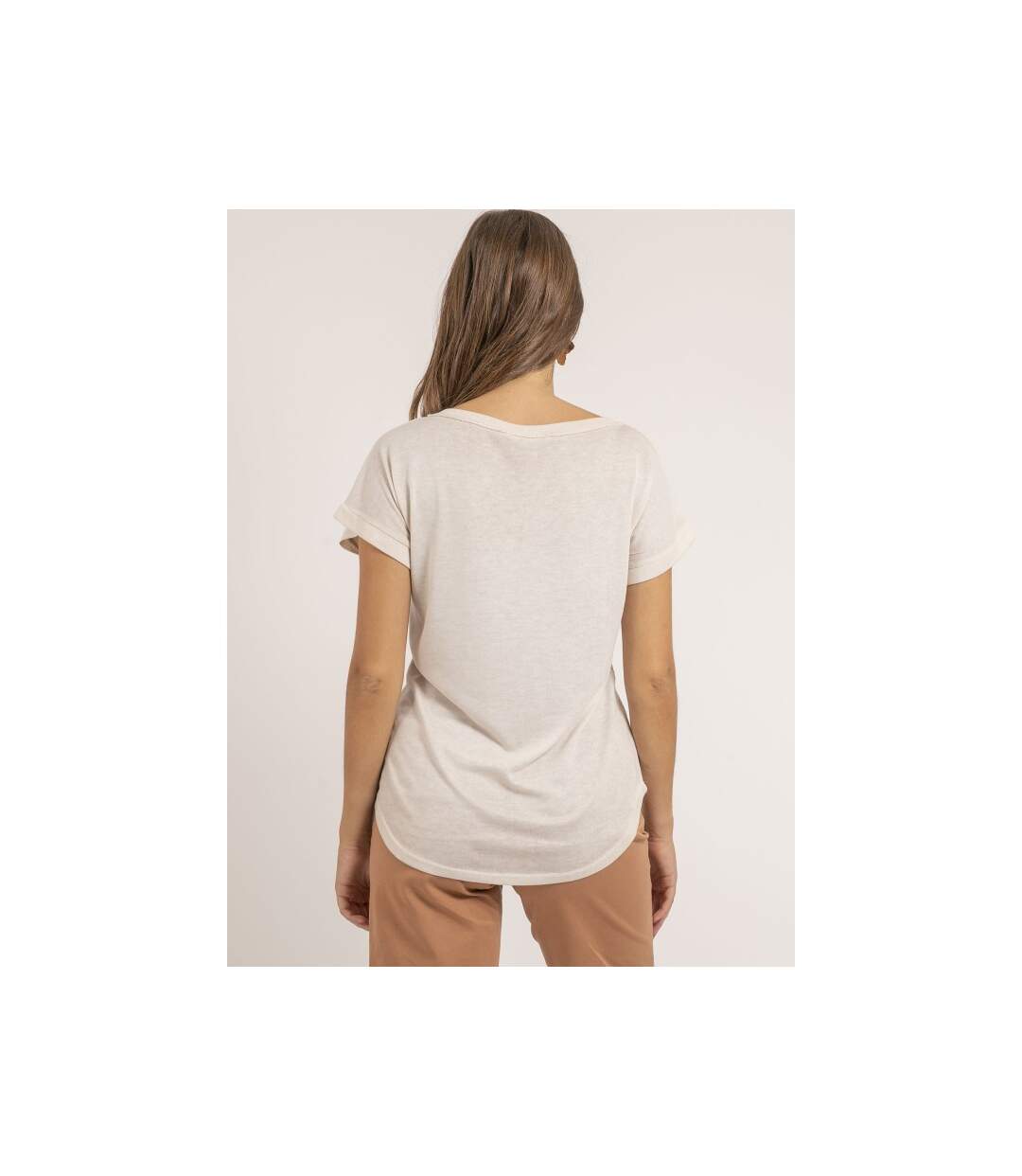 T-shirt col V bimatière FAZZY - Dona X Lisa-2
